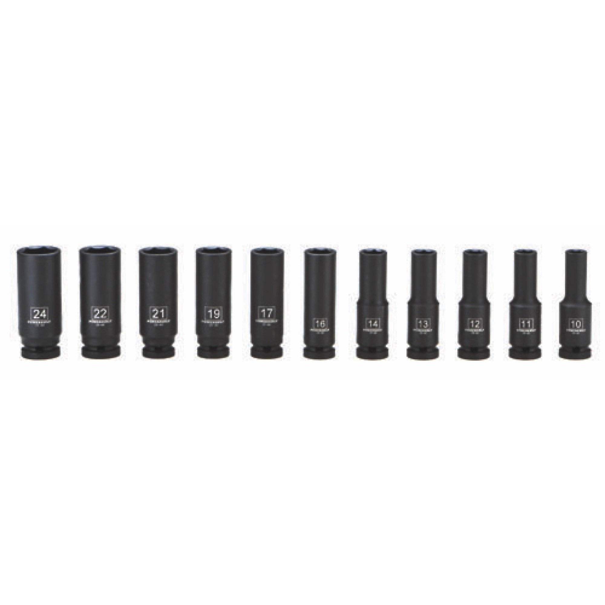 Powerbuilt, 11pc 1/2" Drive 6 point Metric Deep Impact Socket Set, Model # 647048